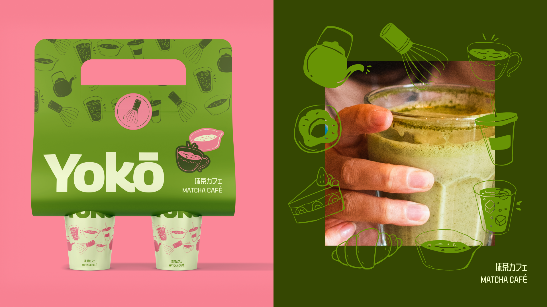 Image 4: Yokō matcha bar branding menu design and illustrated icons