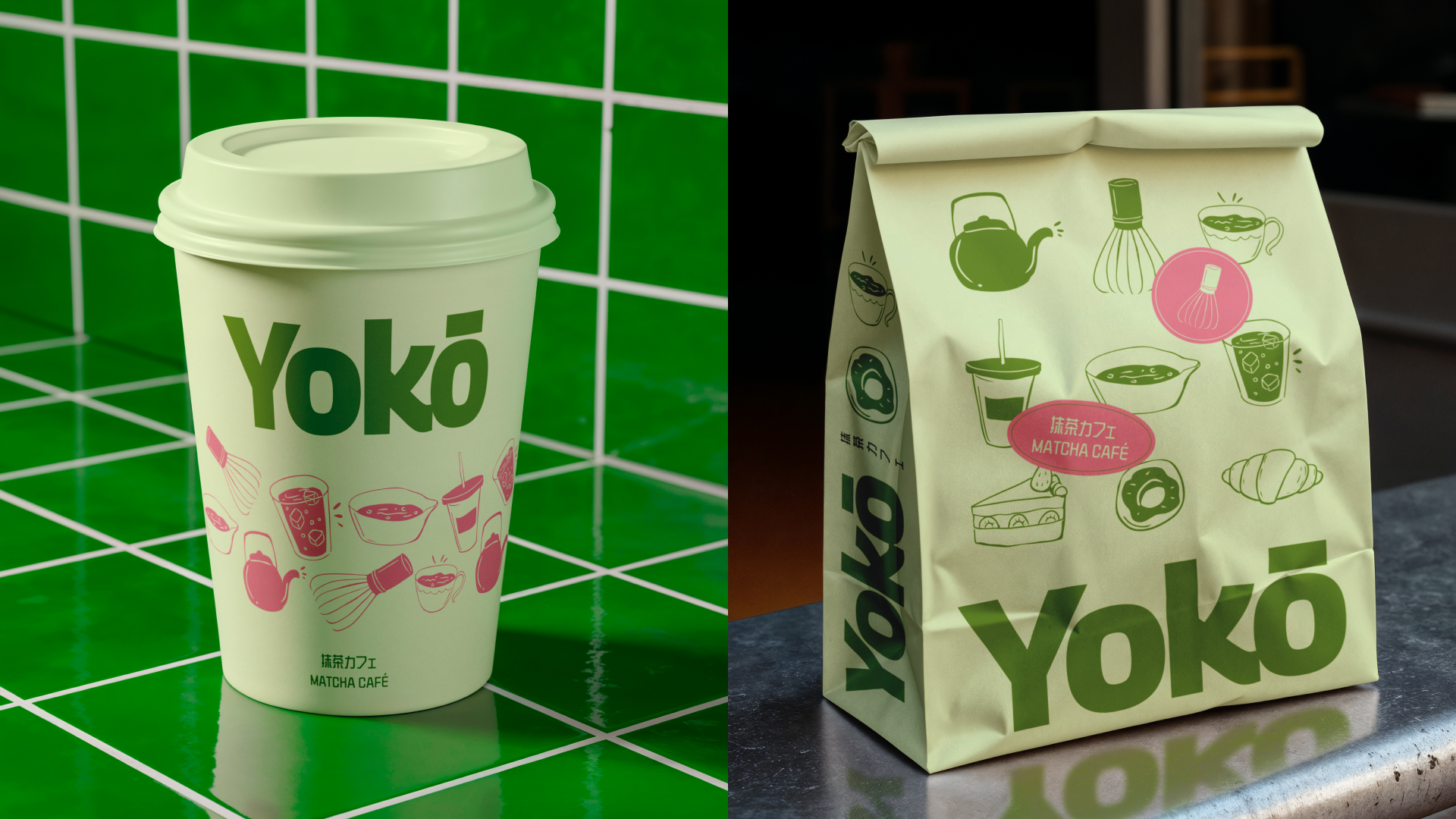 Image 3: Yokō matcha bar branding packaging and collateral design
