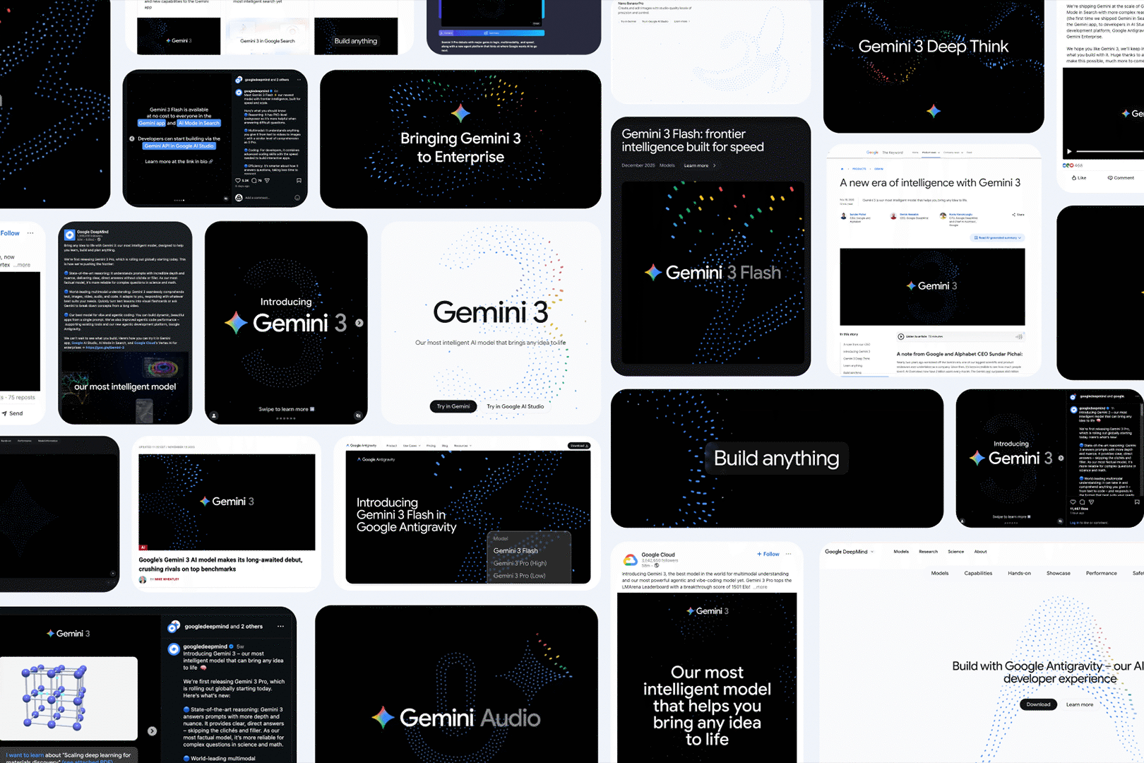 Image 3: Gemini visual identity four-colour gradient particle system at scale