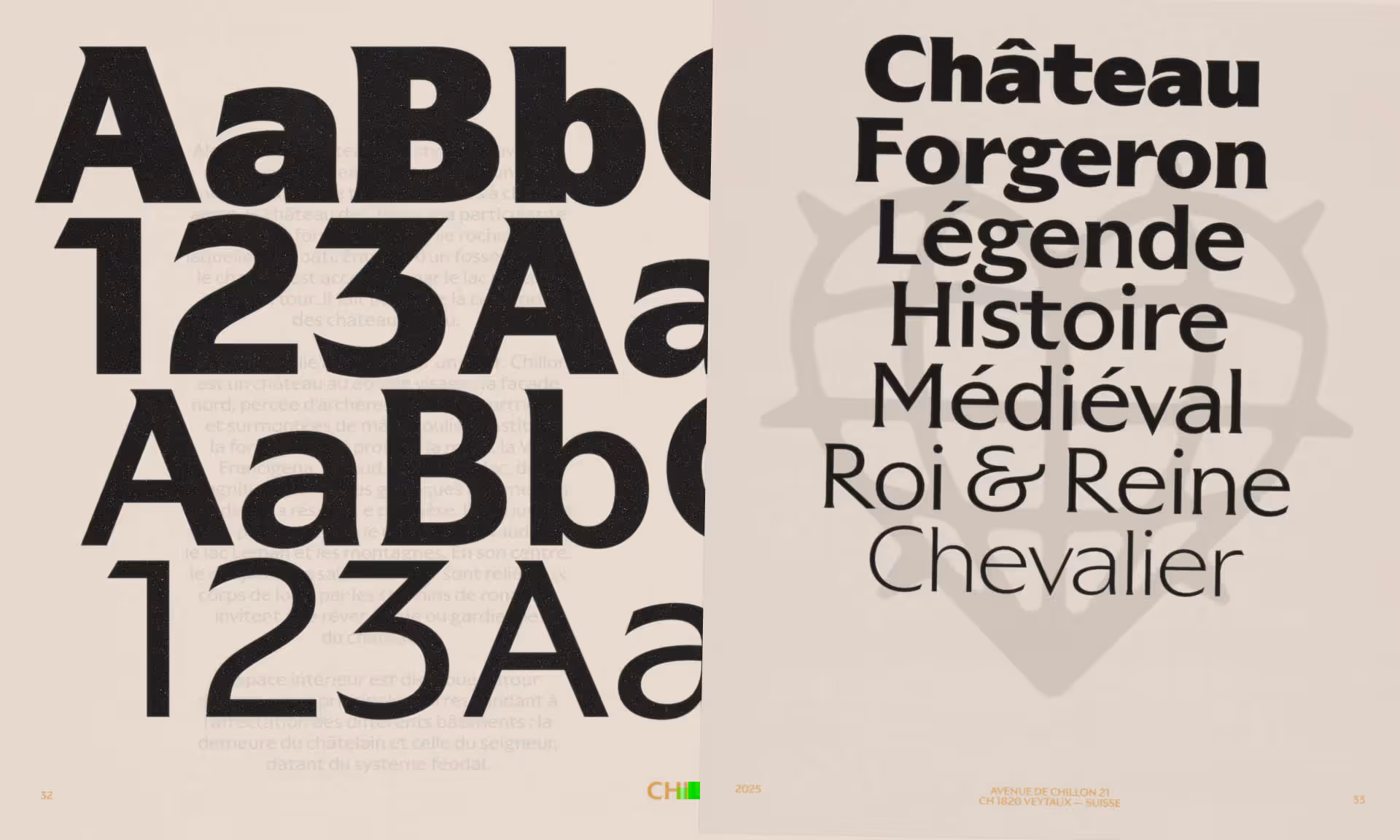 Image 8: Chillon Castle brand identity poster design by Hymn studio combining medieval and modern elements