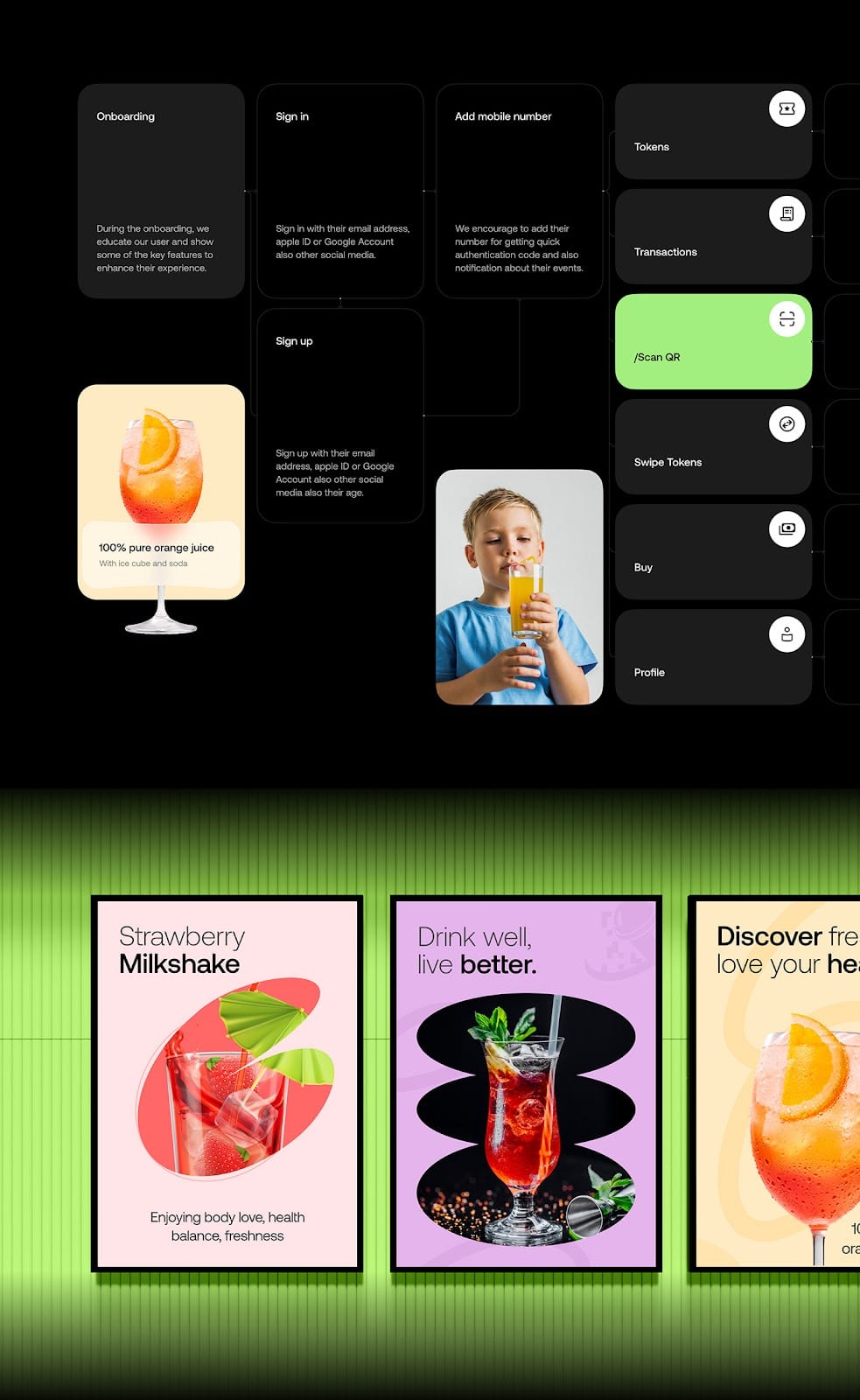 Image 6: Image from the Swipe Drinks: A Kid-Friendly UI UX Design Case Study article on Abduzeedo