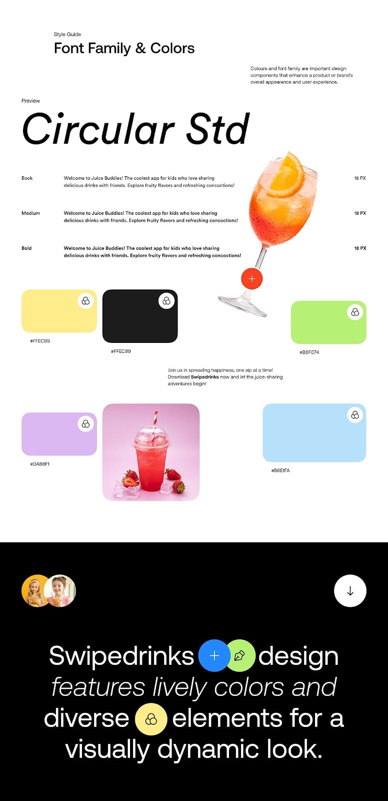 Image 9: Image from the Swipe Drinks: A Kid-Friendly UI UX Design Case Study article on Abduzeedo