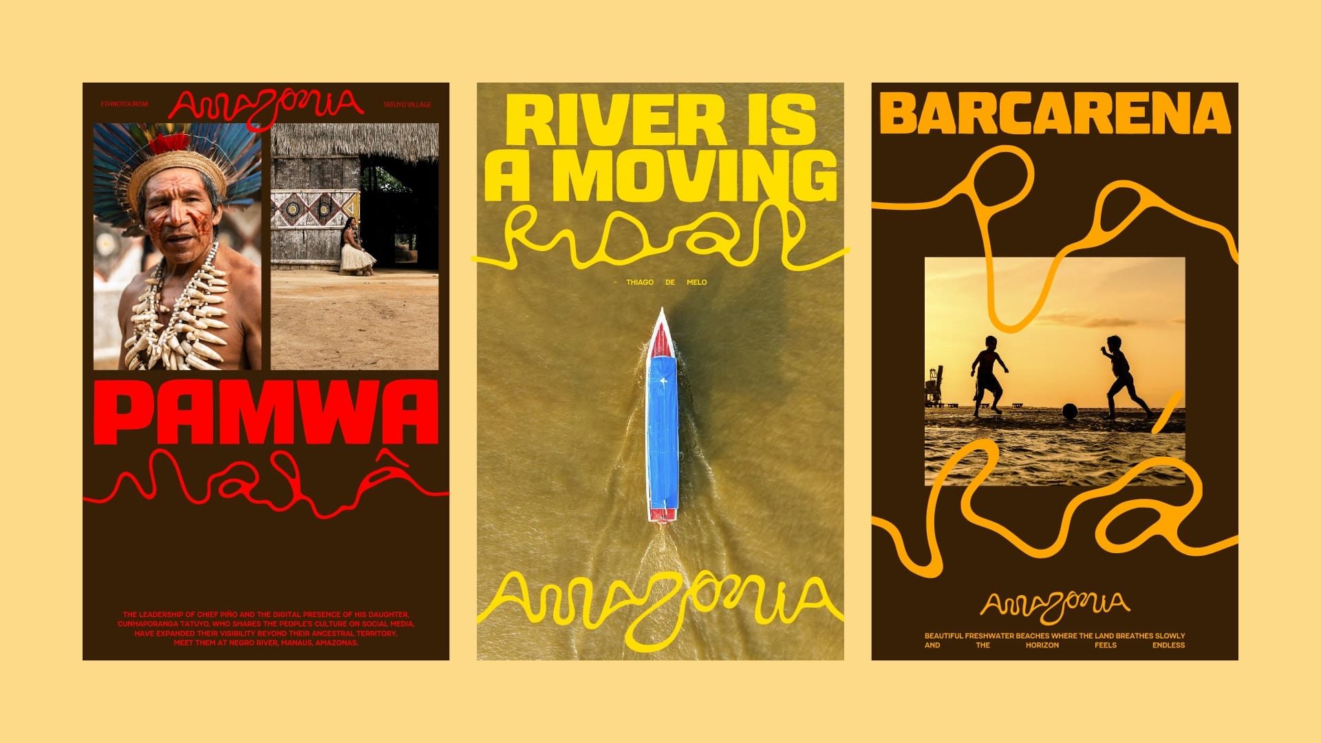 Image 9: Modern tourism poster featuring a high-contrast photograph of the Amazon rainforest with new branding.