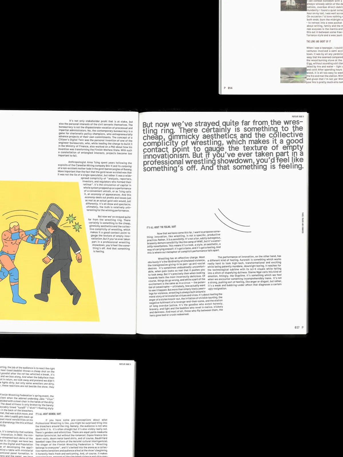 Image 3: Postlife Magazine Issue Two editorial design open pages spread