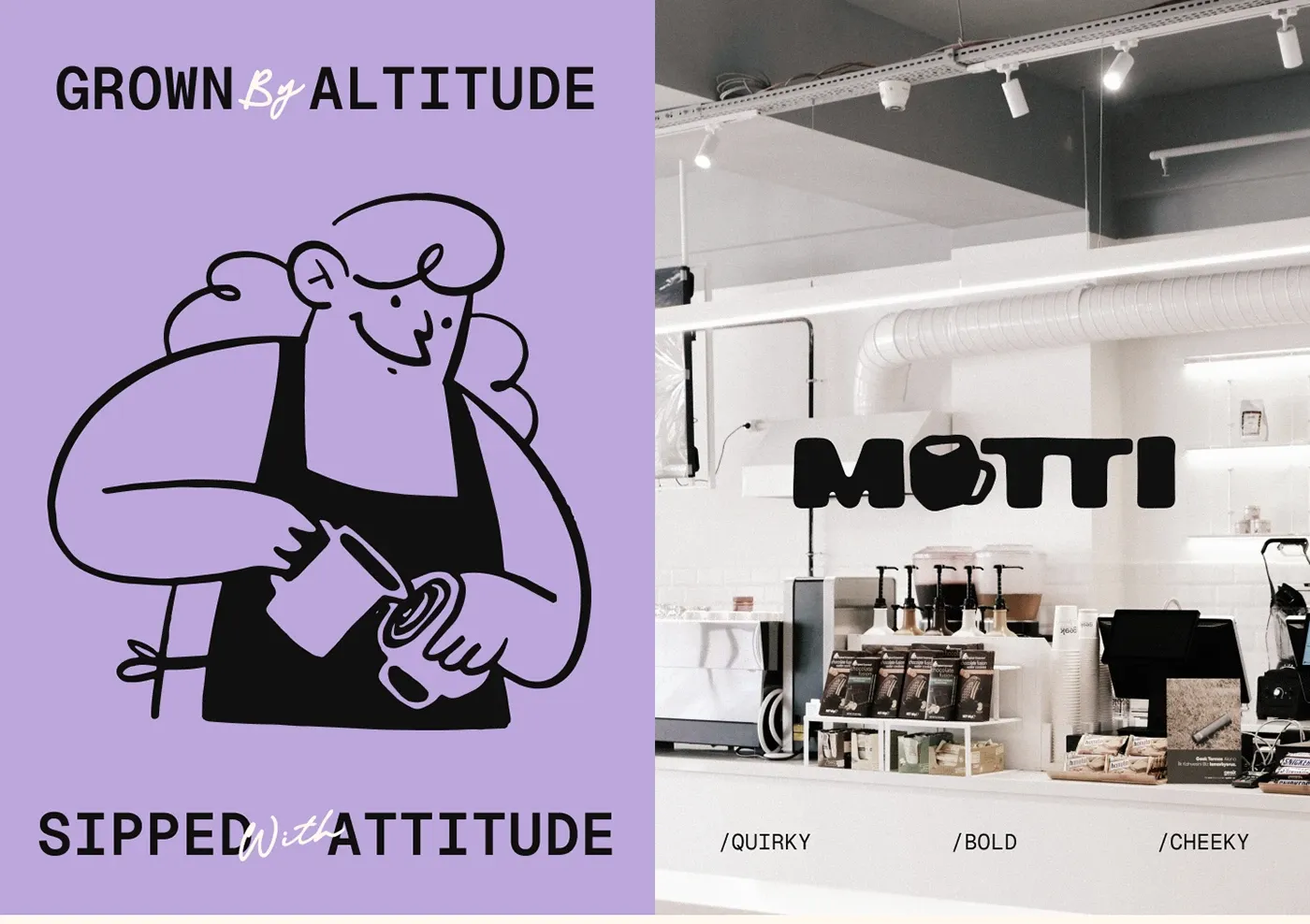Cafe brand identity stationery and menu design system