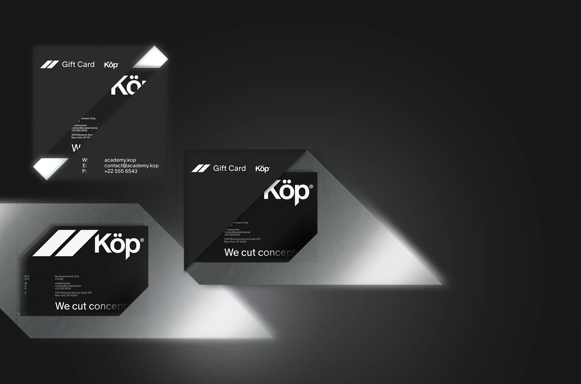 KOEP hair salon brand identity metallic blue-grey scissors palette
