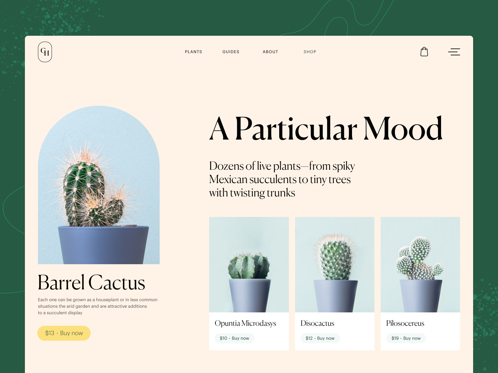 plant shop website design tubik