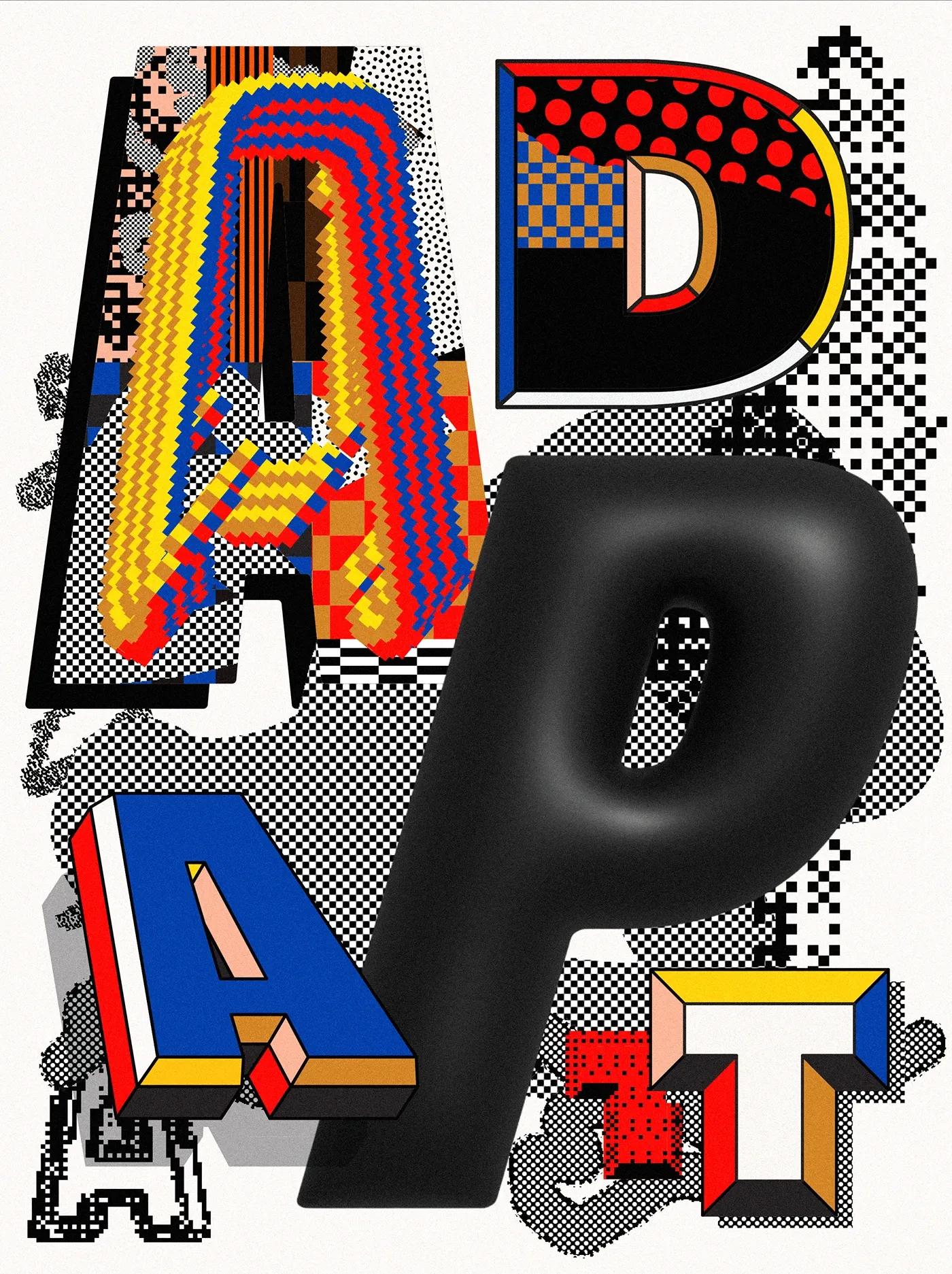 Image 2: Custom textured typeface design using Adobe software techniques