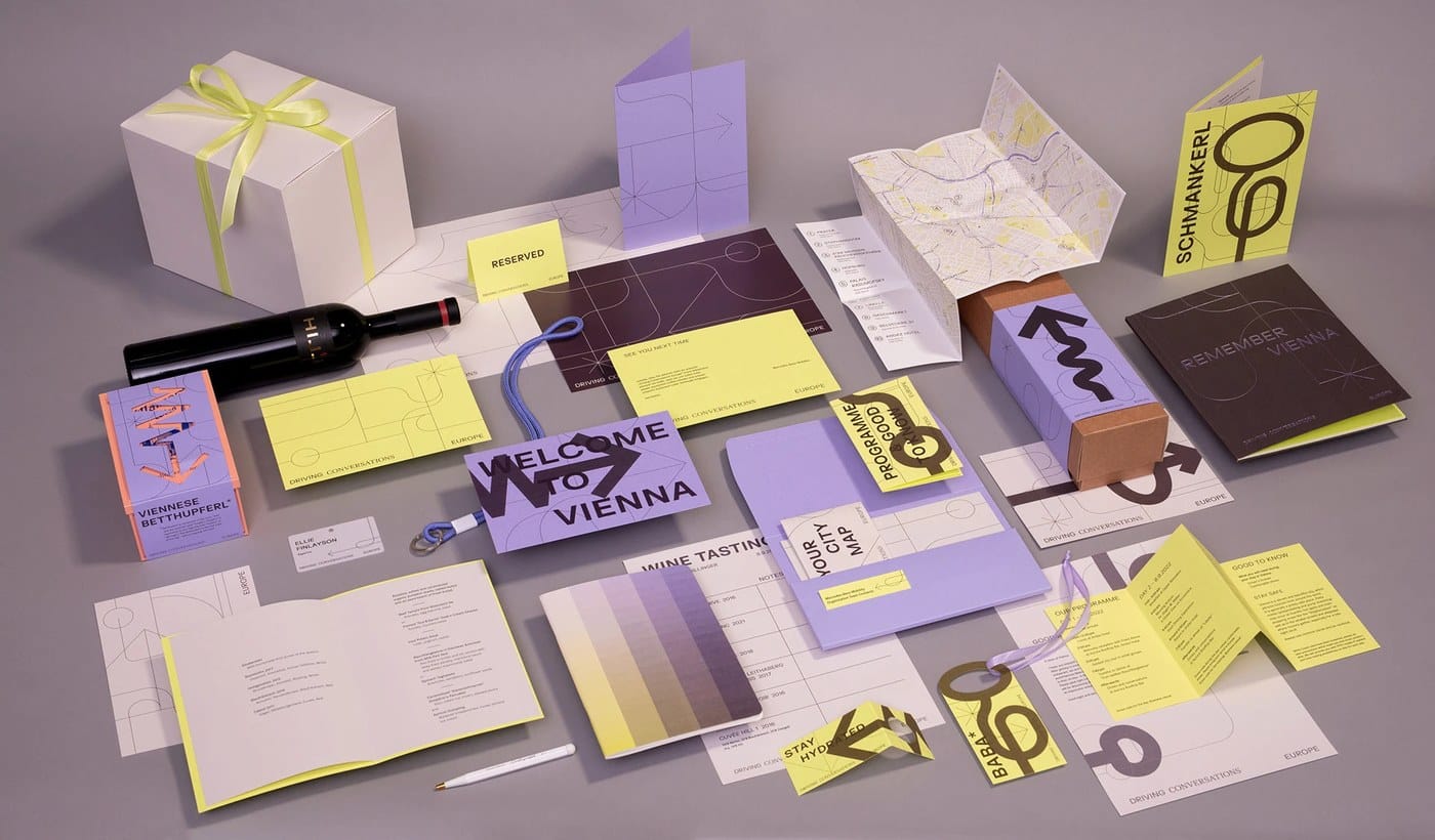 Image 7: overview of the visual identity system applied to various event materials