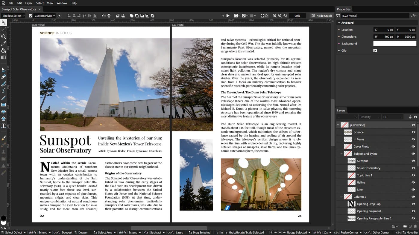Image 2: open source vector editor Graphite magazine layout demo with multi-column text