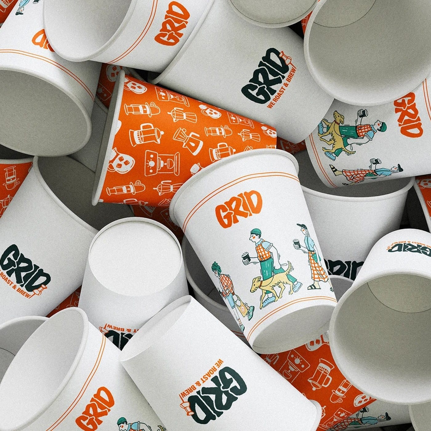 Image 6: GRID Coffee Shop Brand Identity Design Built on Urban Grid Logic