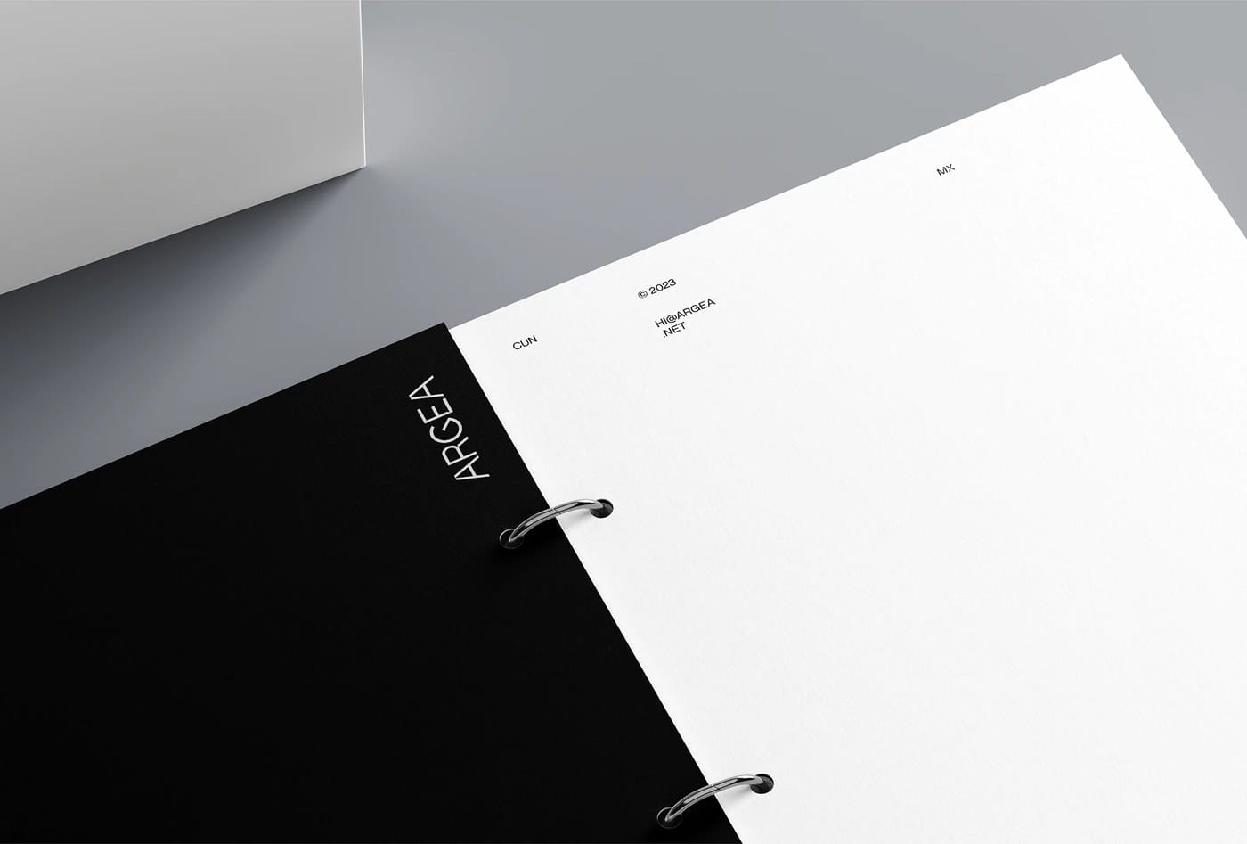 Image 4: Argea brand identity design cobalt blue digital screen with geometric mark