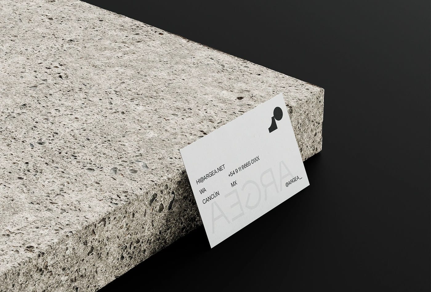 Image 3: Argea brand identity design brand tape diagonal composition on white architectural boxes