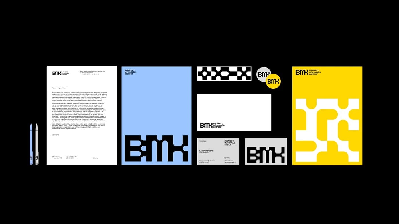 Image 3: Budapest cultural center brand identity BMK condensed grotesque typography