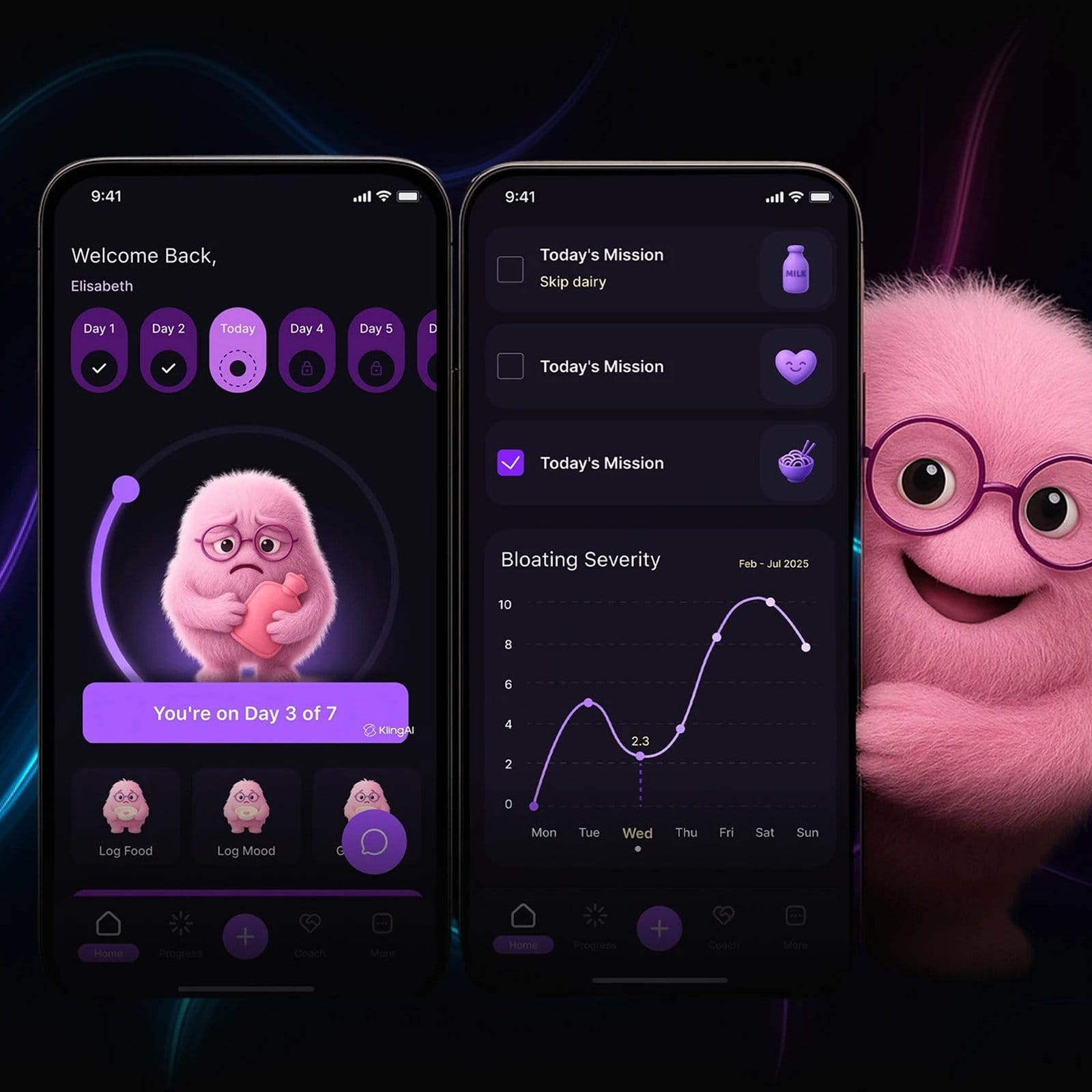Image 7: Unbloated: Dark-Theme Wellness App Design by Farba Digital