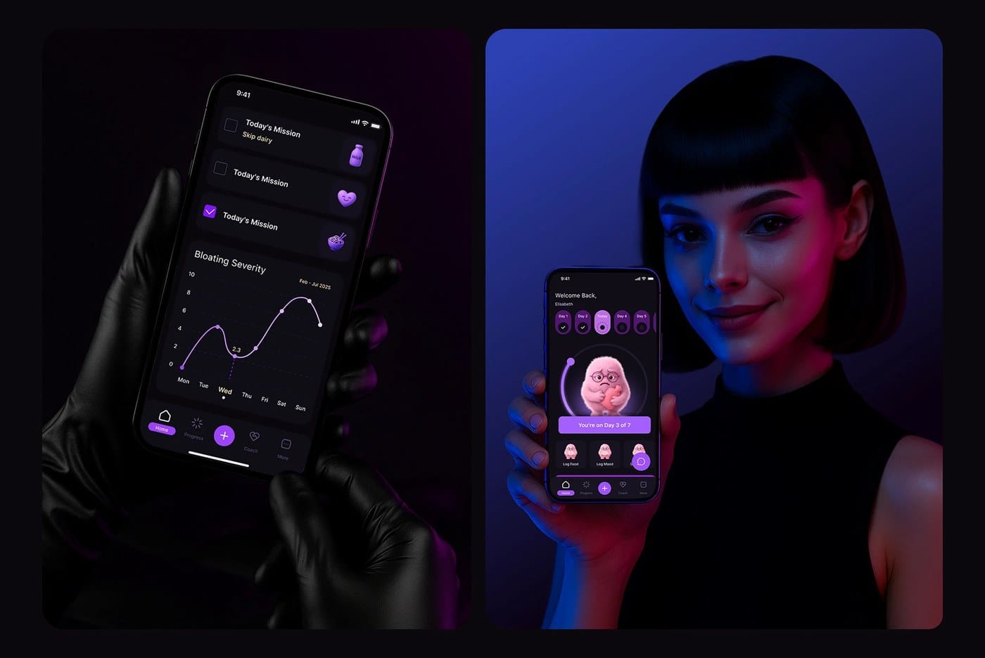 Image 4: Unbloated wellness app design progress tracking dashboard