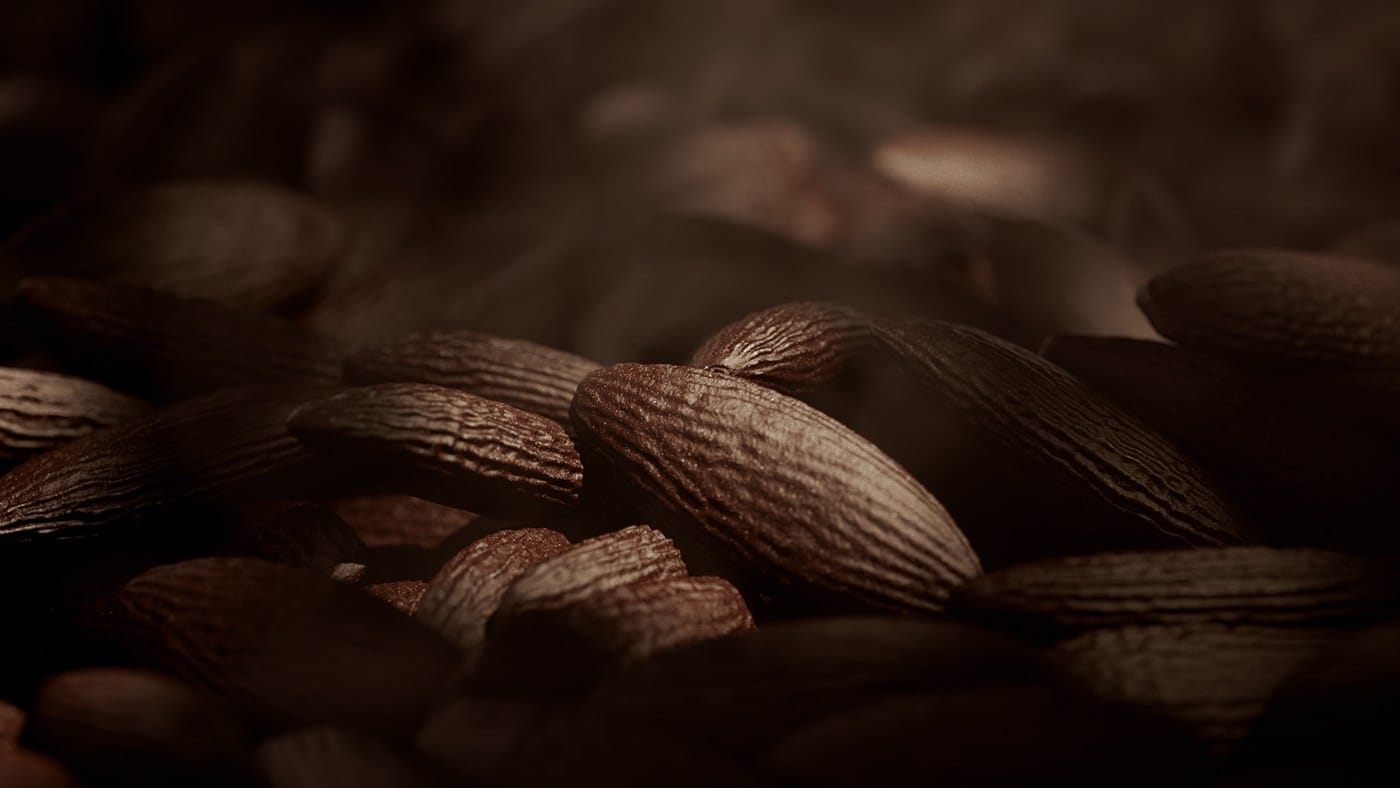 Image 3: Perfume CGI close-up with shallow depth of field and reflective surface play