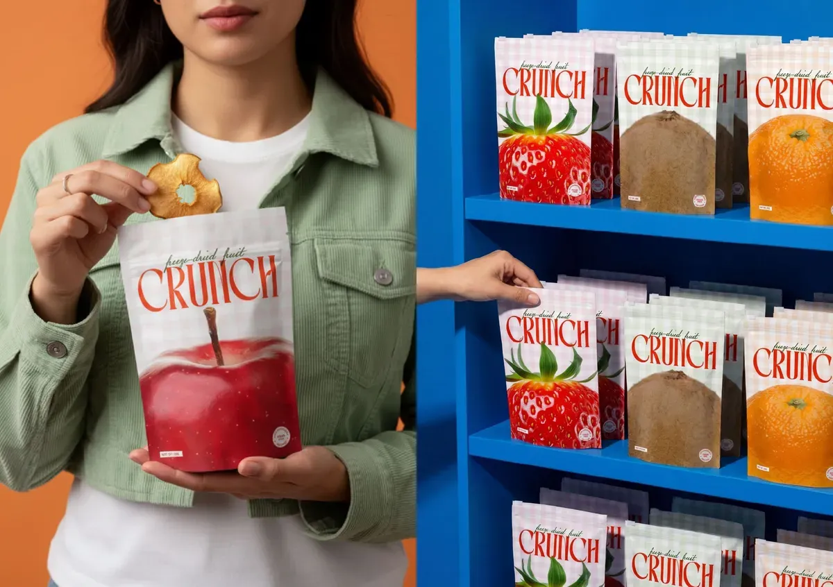 Crunch Bold Freeze-Dried Fruit Snack Brand Design