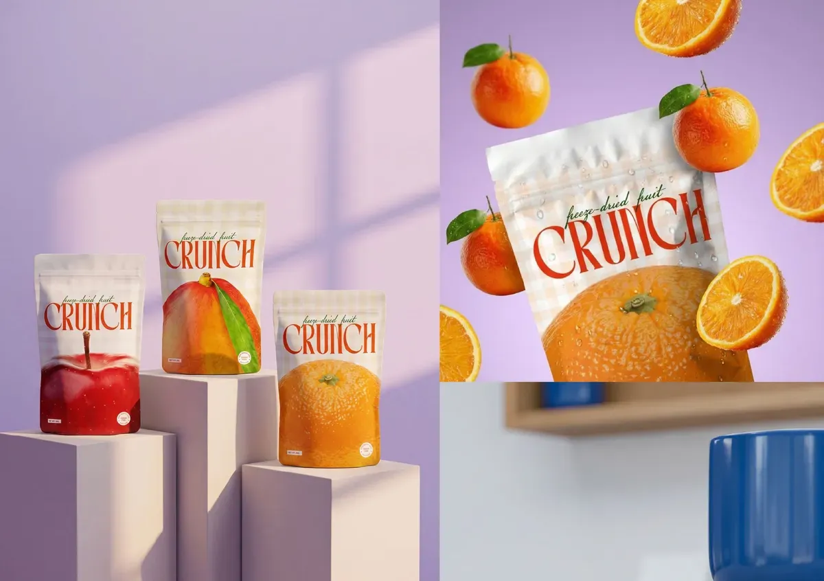 Crunch Bold Freeze-Dried Fruit Snack Brand Design