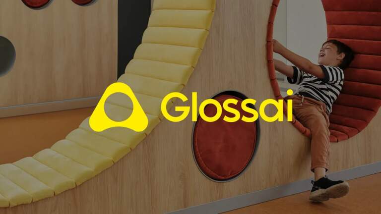 Image 1: Glossai children's branding by John John Dias - yellow mark on physical children's space