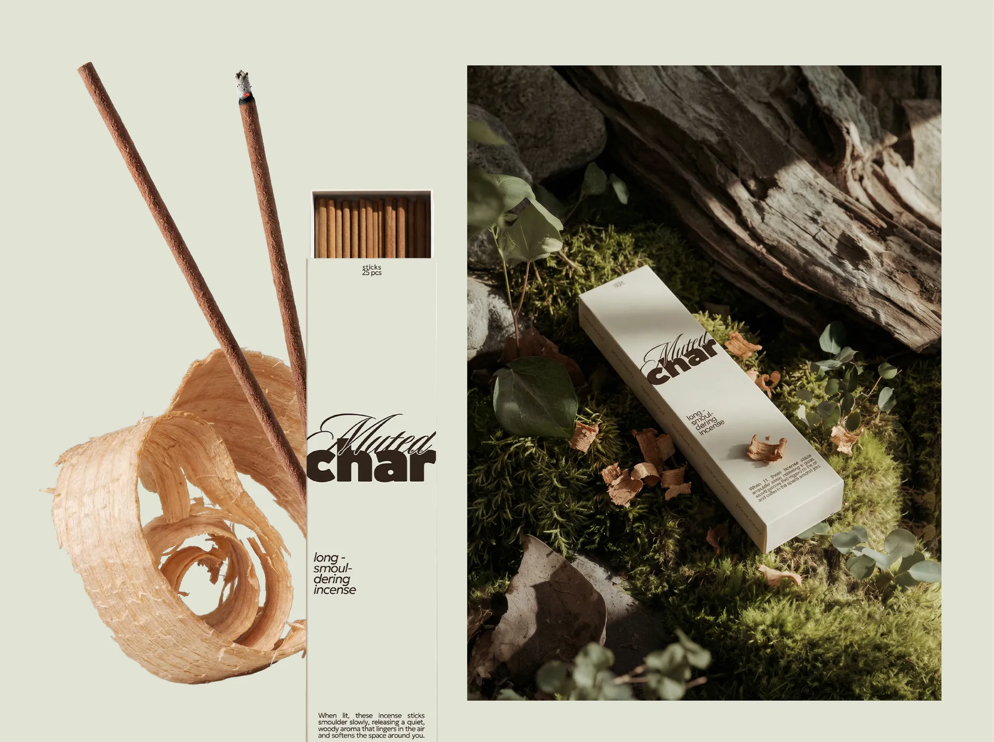 Thiết kế bao bì hương Muted Char: Sức mạnh của sự giản dị và tương phản chất liệu