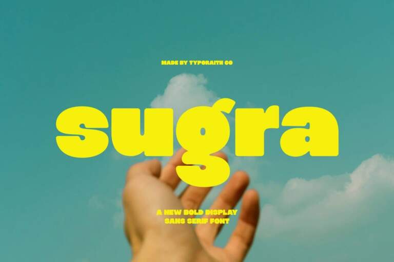 Image 2: Sugra bold display sans serif specimen with rounded terminals