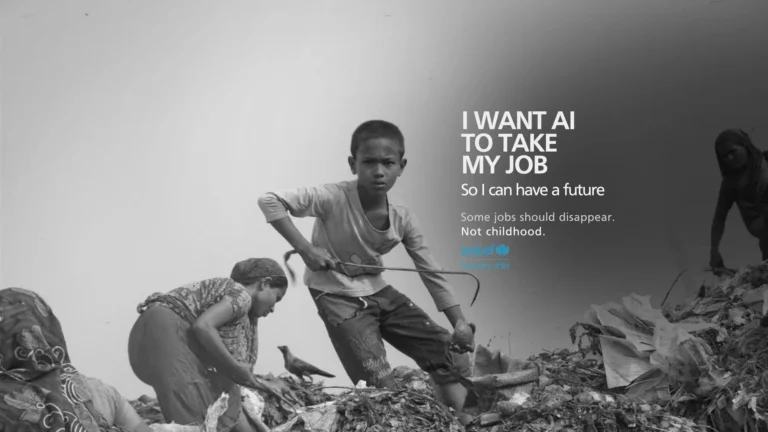 Image 2: I Want AI to Take My Job print campaign by UNICEF