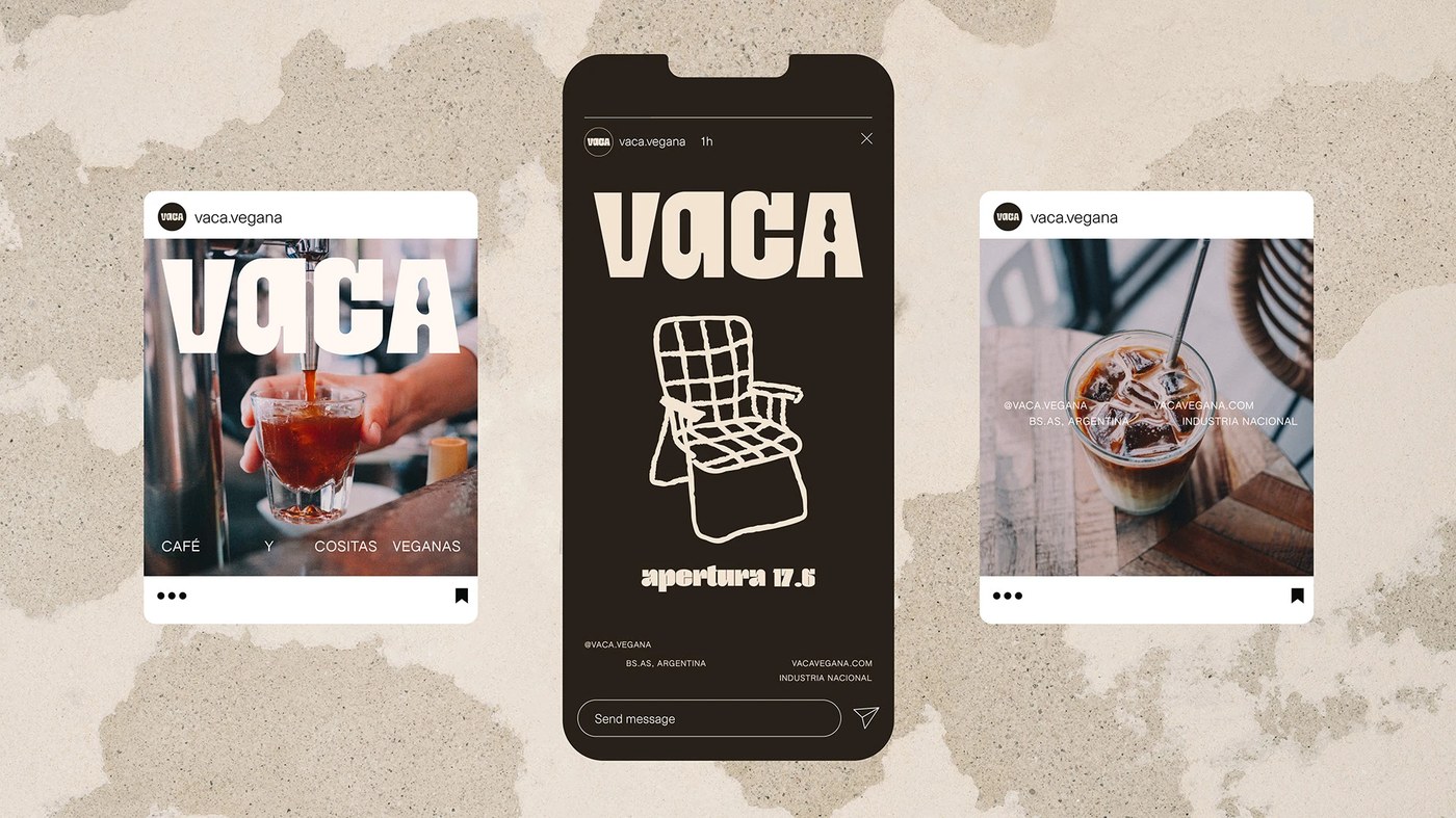 Image 7: VACA Branding context shot — display typography design by Micaela Gushiken