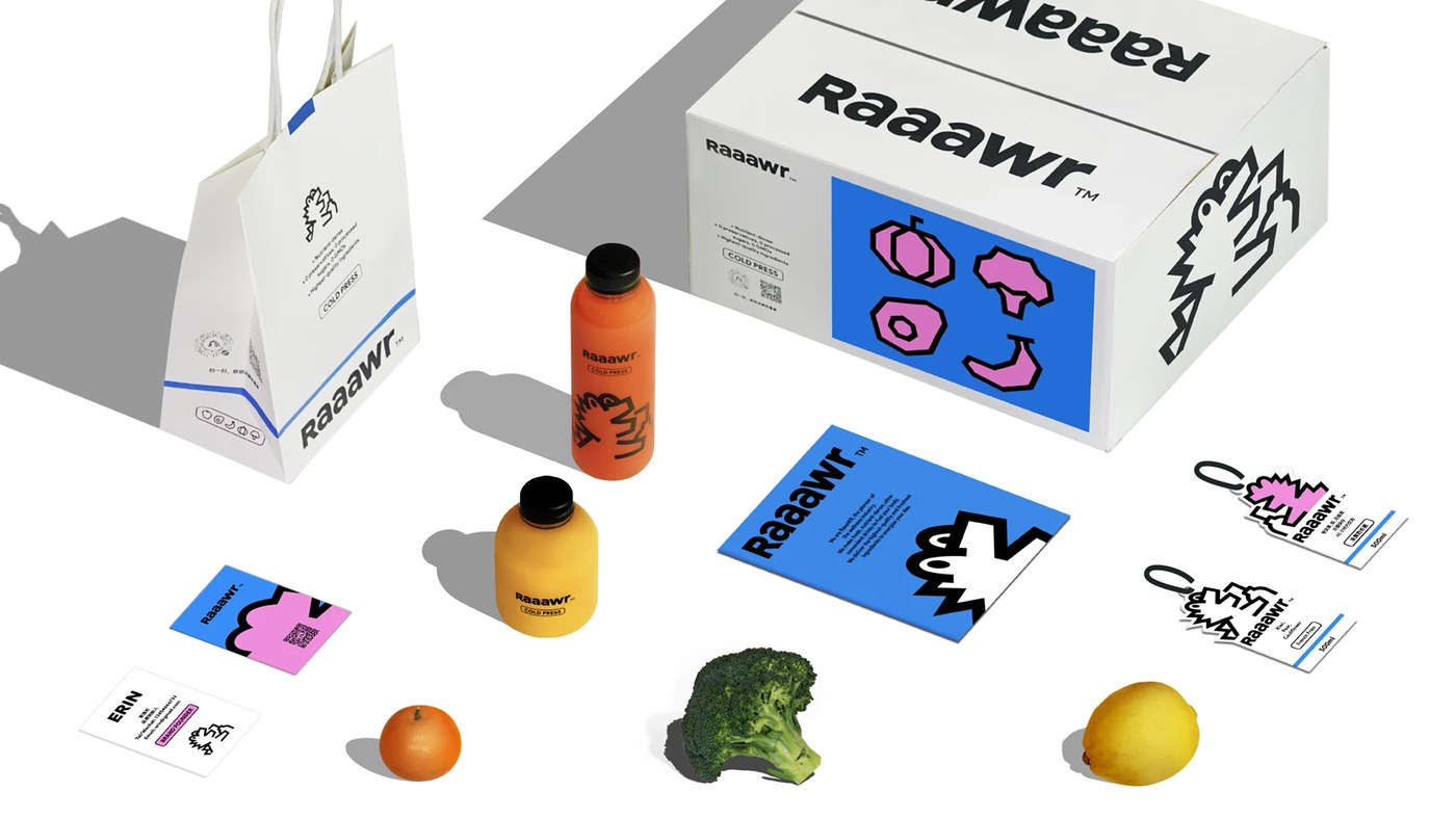 Image 1: Raaawr Brand Design clean bottle mockups with custom labels — cold-pressed juice brand by lin soso