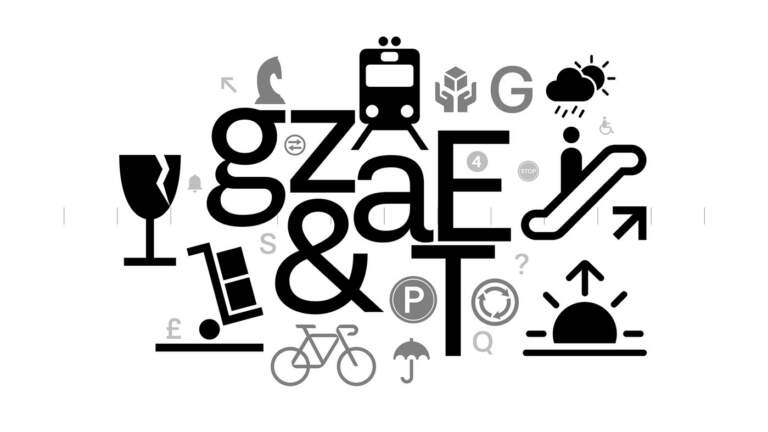 Image 1: FH Premier grotesque font family hero — black letterforms and transit glyphs by Fatih Hardal