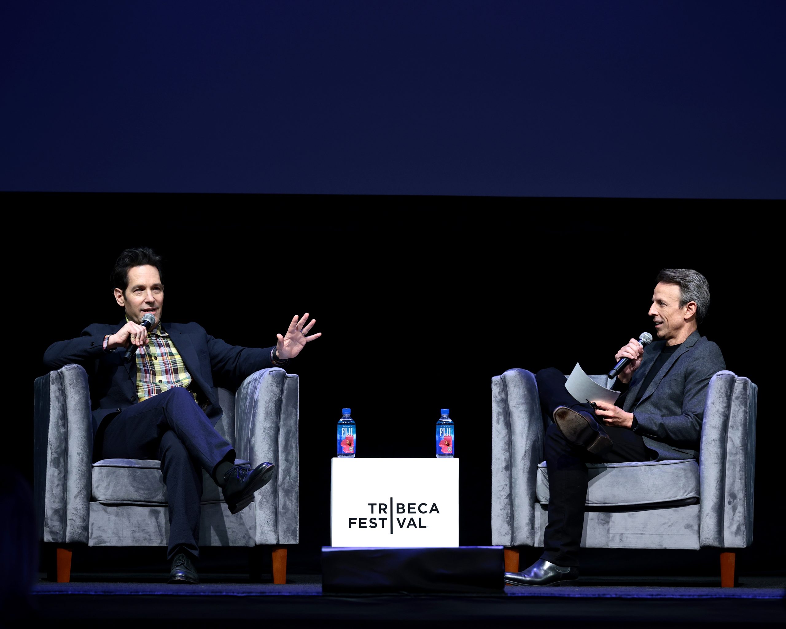 Image 5: Paul Rudd and Seth Meyers speak onstage at Storytellers during the 2026 Tribeca Festival