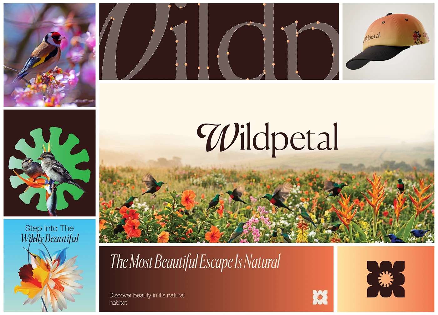 Image 2: Wildpetals logo mark with botanical illustration — brand identity design by Joshua Oladele