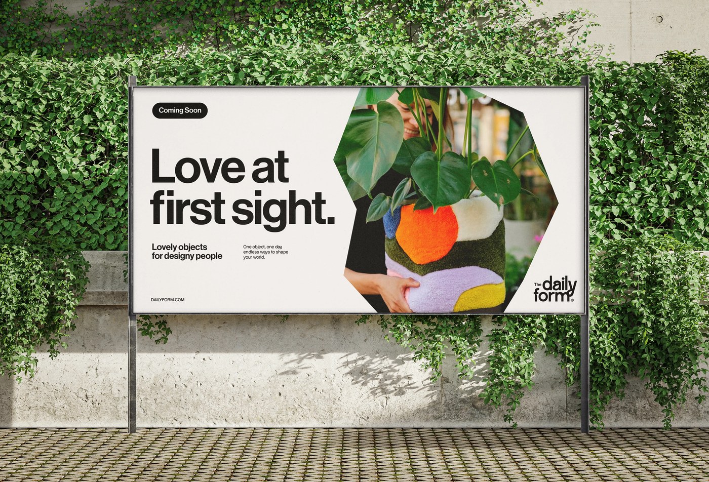 Image 8: dynamic brand identity rotating color system - The Daily Form typographic details and poster designs