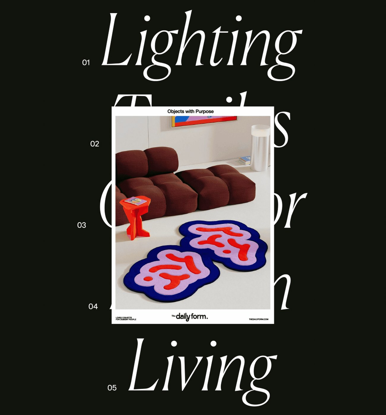 Image 4: dynamic brand identity rotating color system - The Daily Form rotating color patterns animation