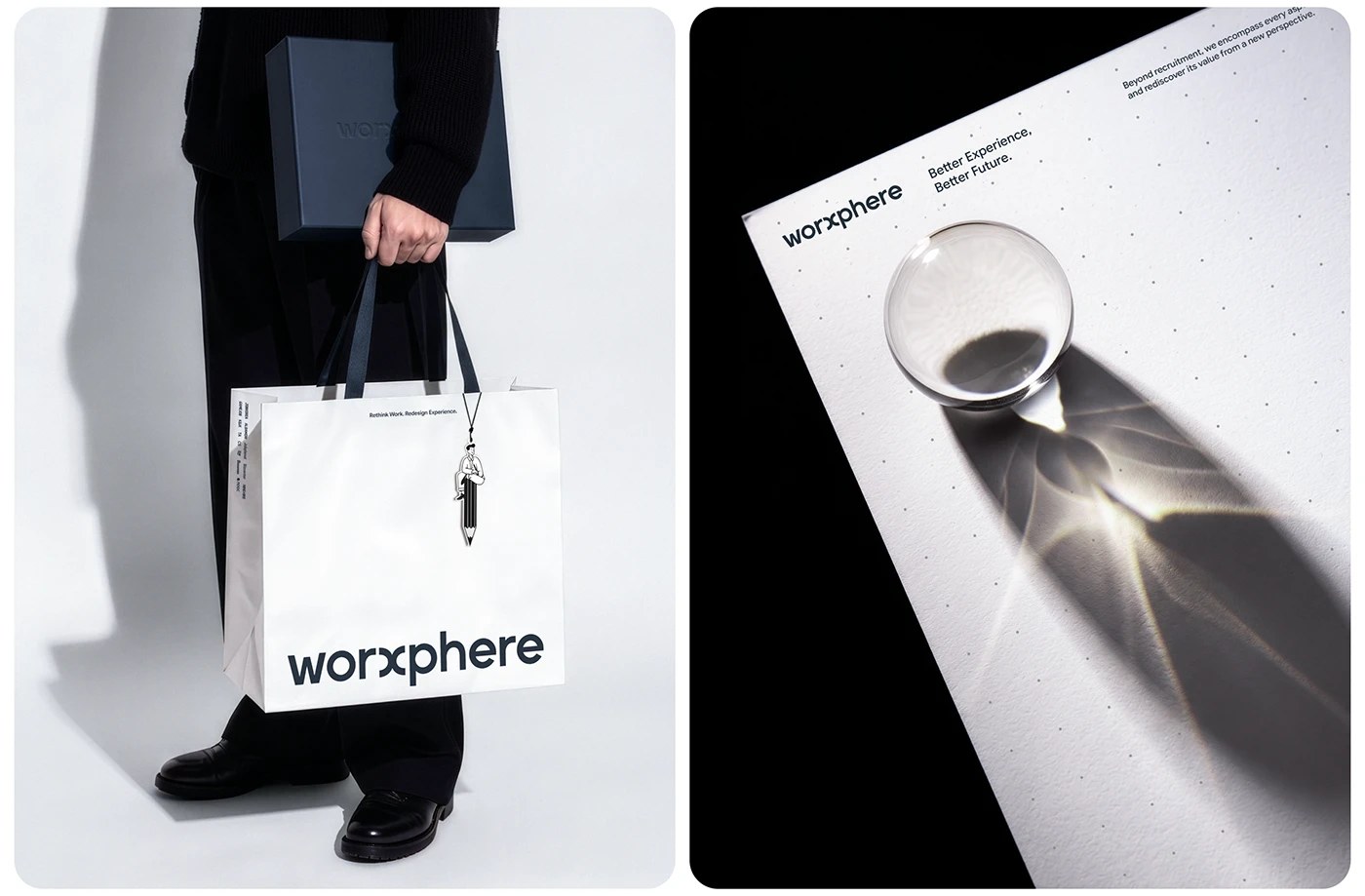 Image 2: Worxphere brand identity logo construction arc geometry sheet
