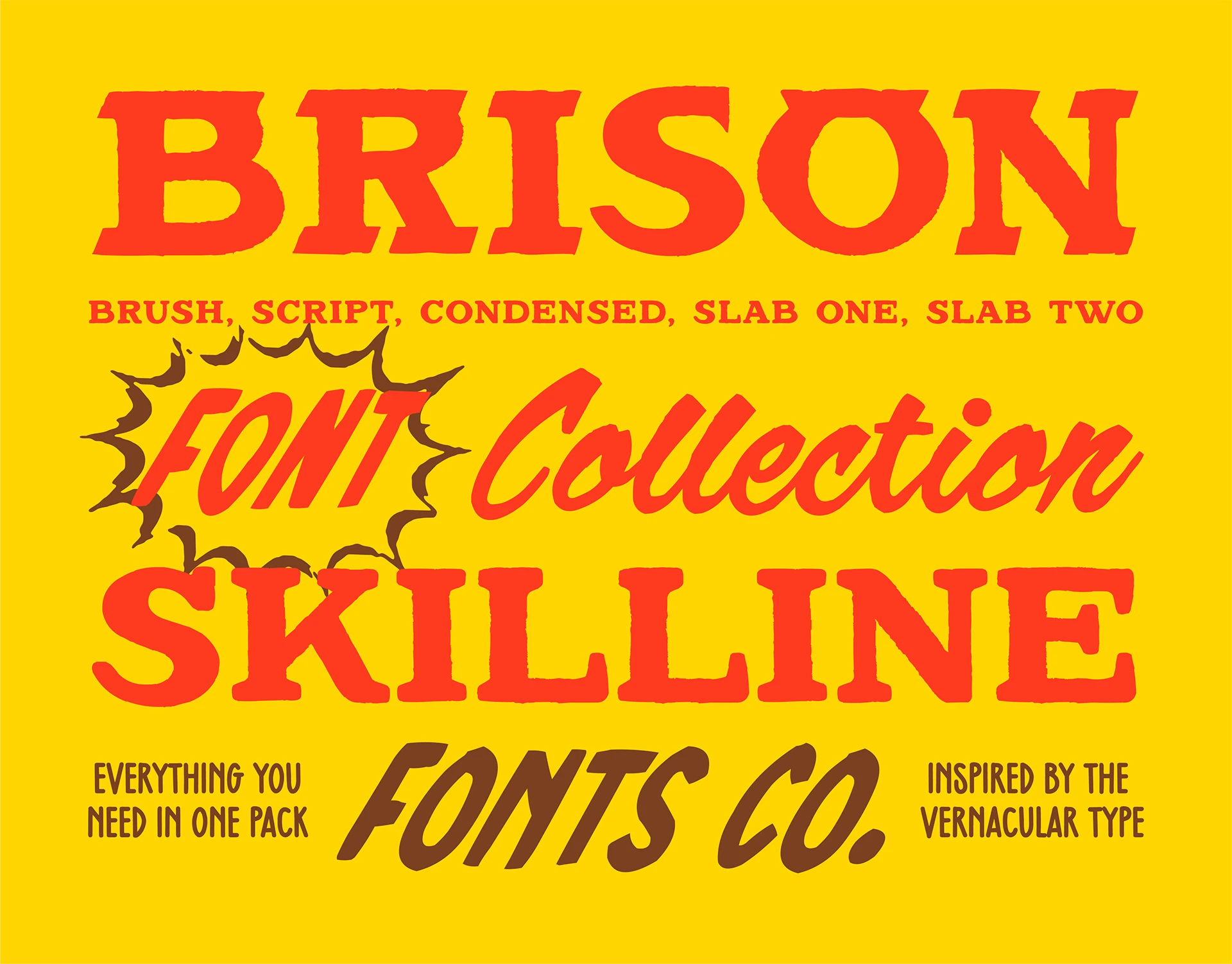 Image 2: BBQ branding and hot sauce label mockup using Brison condensed western type — retro western typeface