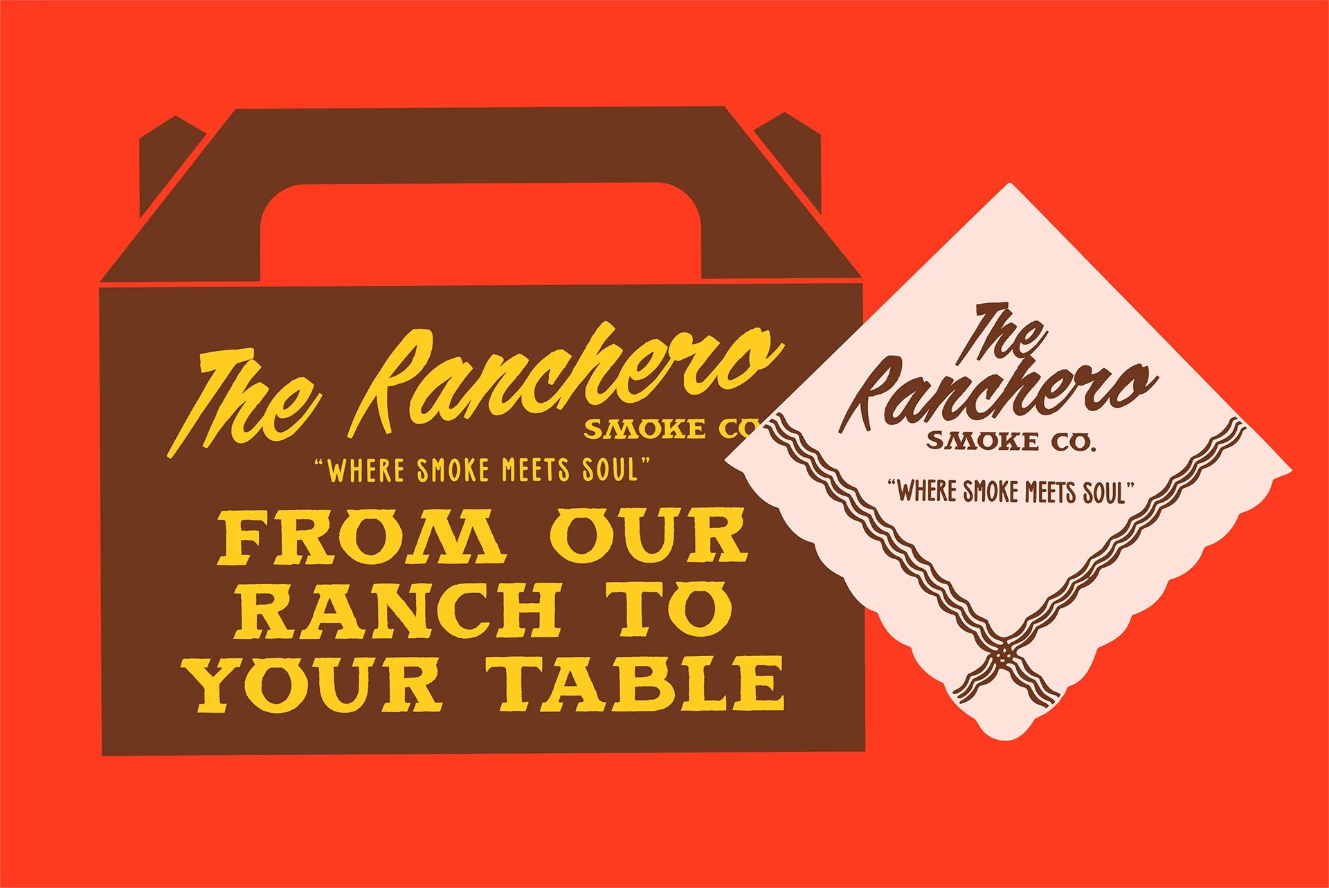 Image 3: Cantina menu and apparel tag mockup set in SFC Brison with sepia-toned Americana styling — retro western typeface