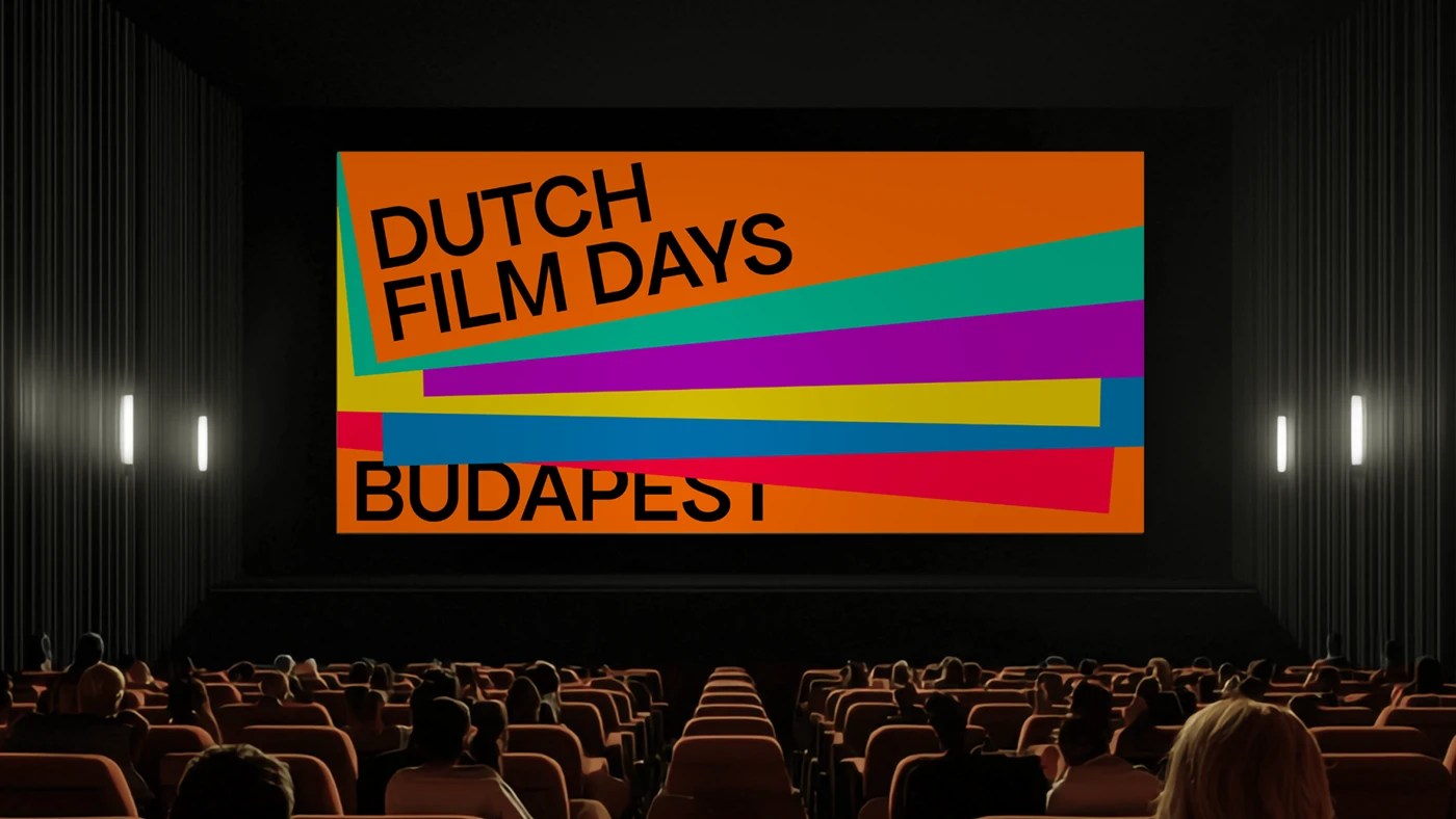 Image 4: Social media mockups using Dutch orange and five secondary colors across festival days — Dutch Film Days festival branding