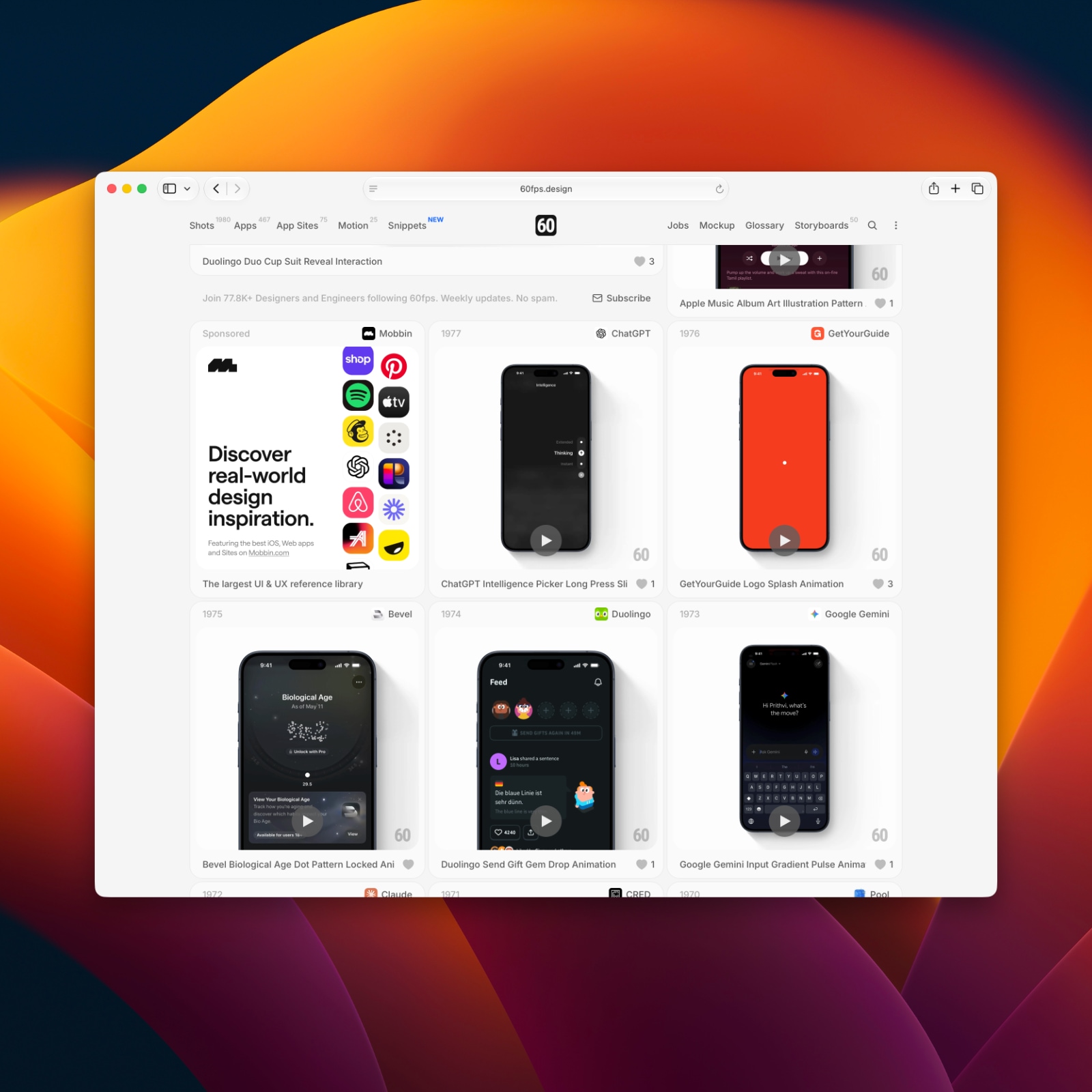 Image 6: 60fps: A Curated Library of UI Animation Design