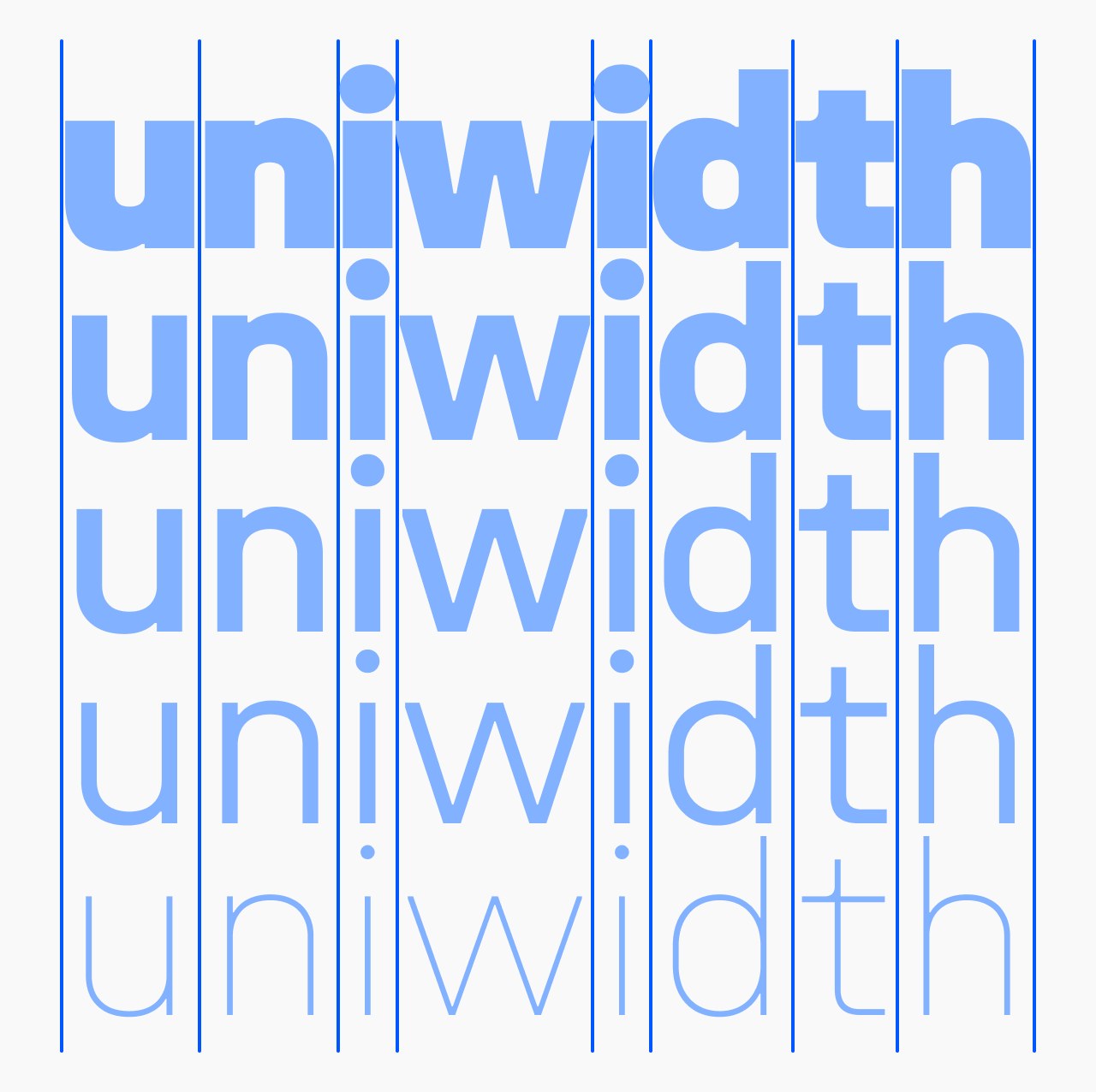 Image 6: Unifora typography design specimen showcase showing layout grids