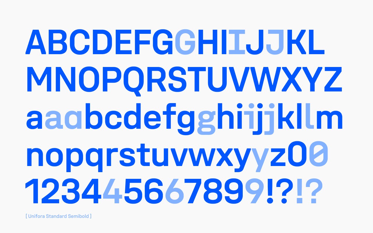 Image 2: Unifora typography design specimen showcase showing layout grids