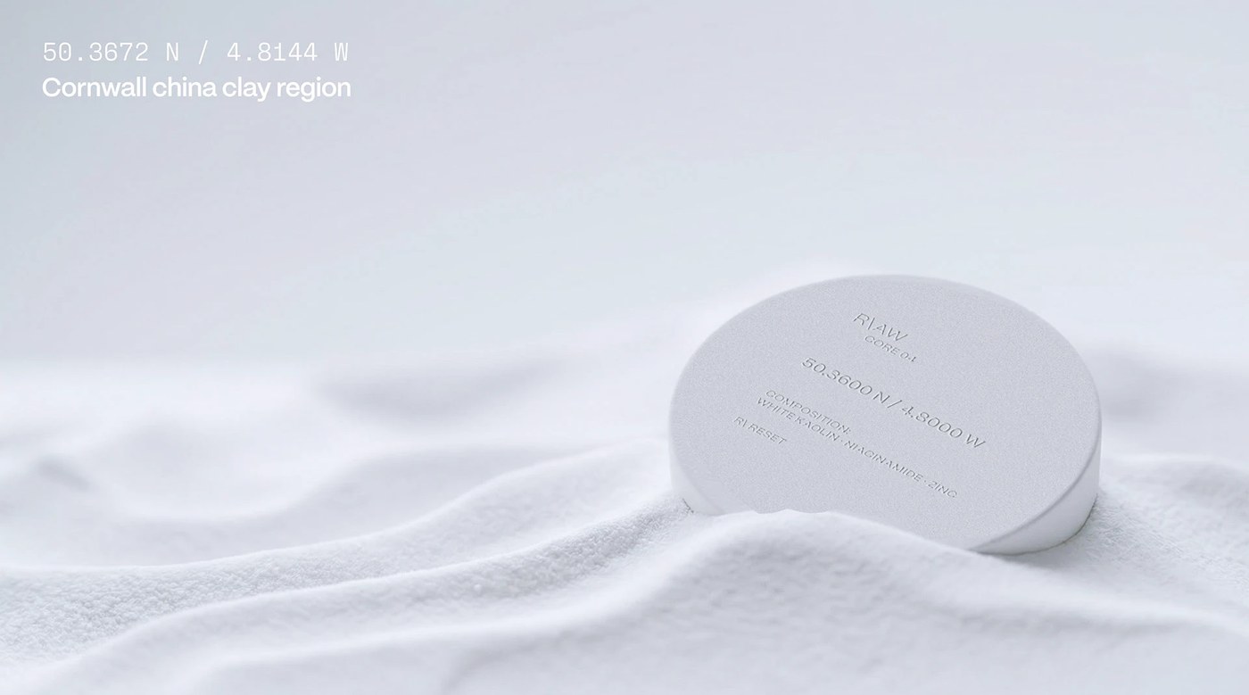 Image 2: skincare packaging design brand identity system raw jars on geometric layouts