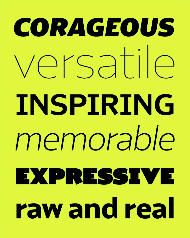 Image 6: Drika typeface identity application with overlapping letters in brand context — Drika typeface