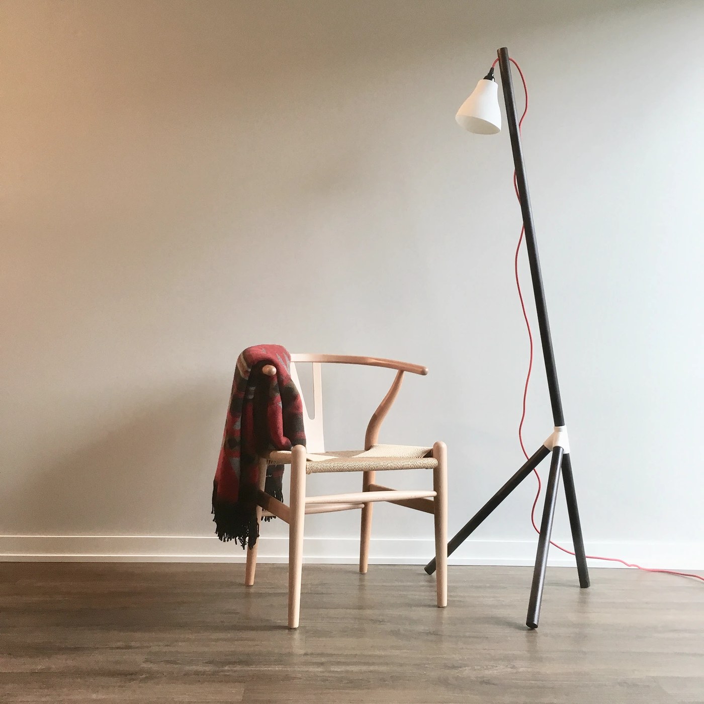 Image 1: 3D printed lamp structural framing and wooden dowels