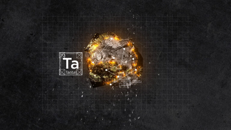 Image 4: Golden, glowing mineral with atomic structure overlay, labeled 