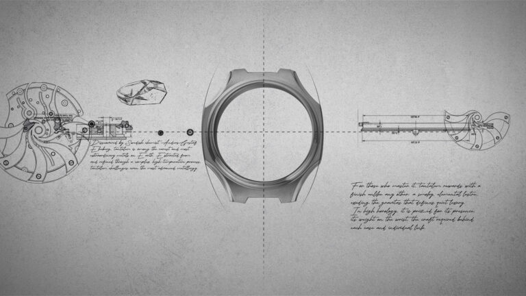 Image 7: Technical blueprint of a watch with detailed mechanical components