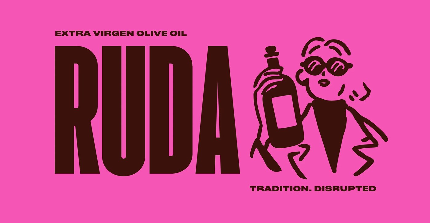 Thiết kế bao bì dầu ô liu Ruda: Khi Typography và hệ thống lưới lên ngôi