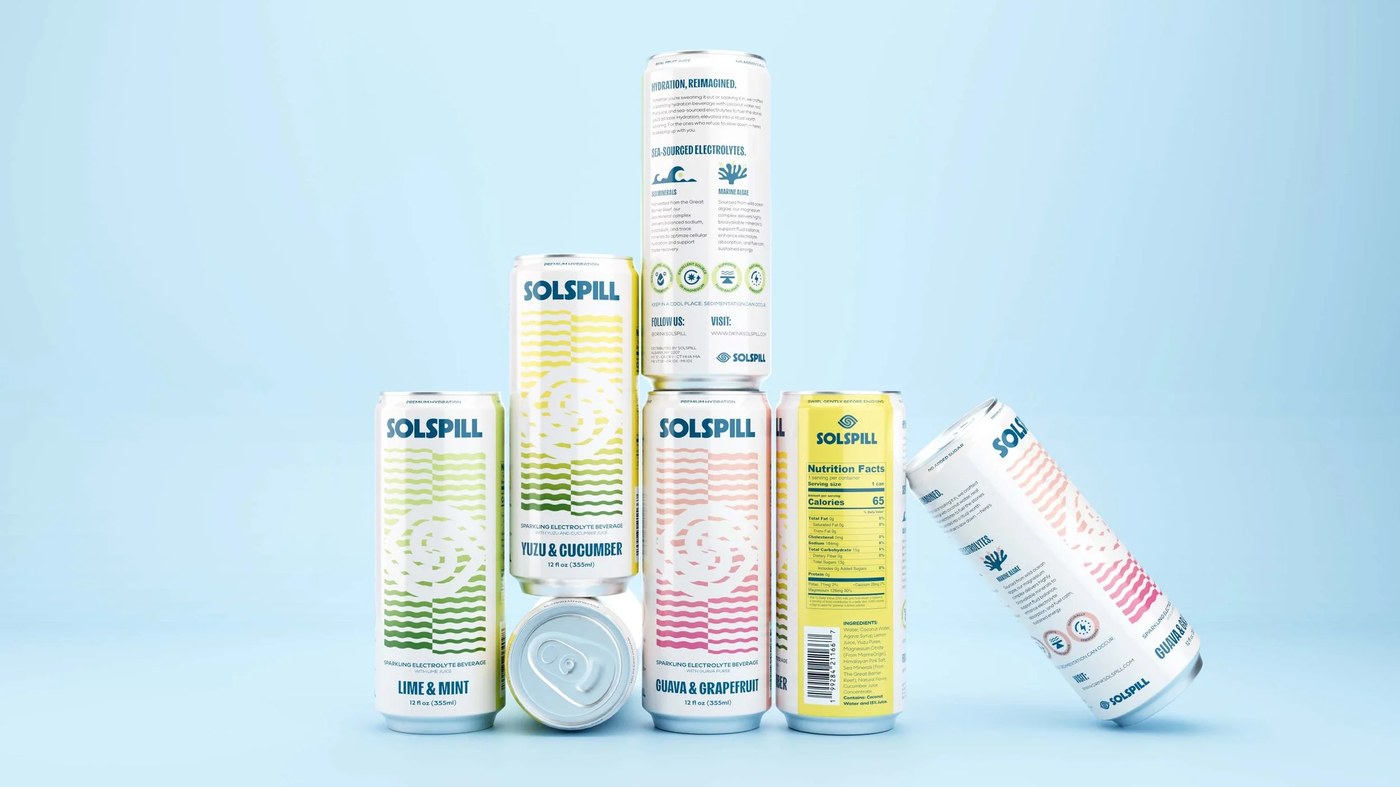 Image 3: Solspill beverage packaging design premium hydration brand overview by Holman Design