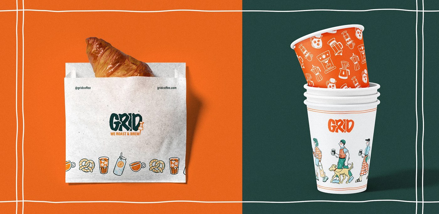 Image 5: Coffee bags designed with the coffee shop branding visual identity system