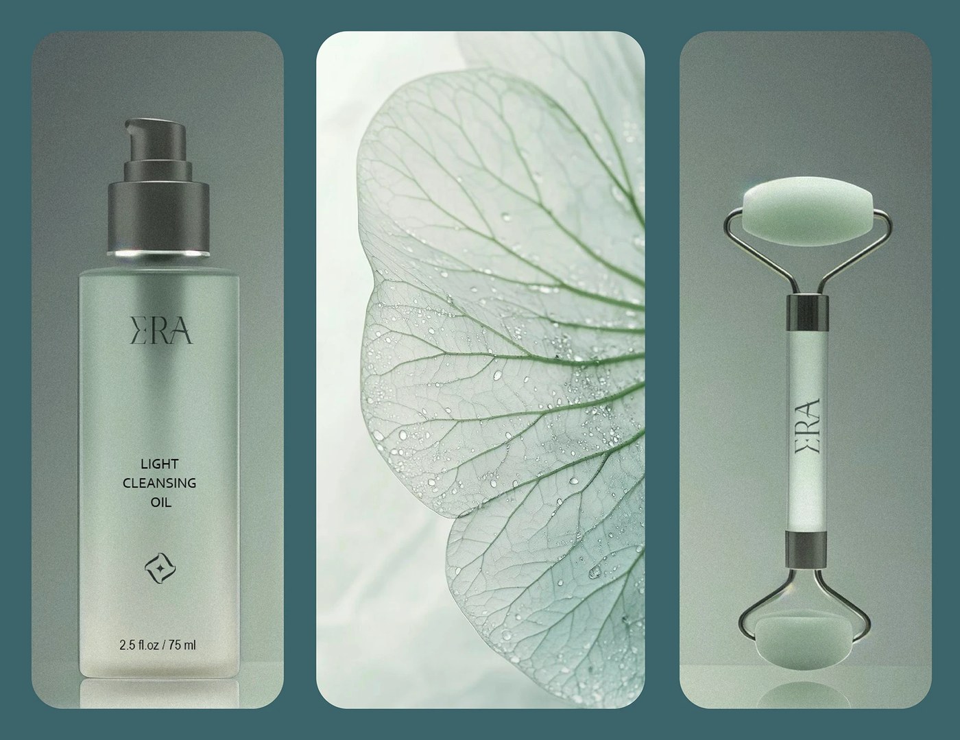 Image 5: Cosmetic bottles detailing clean skincare branding labels